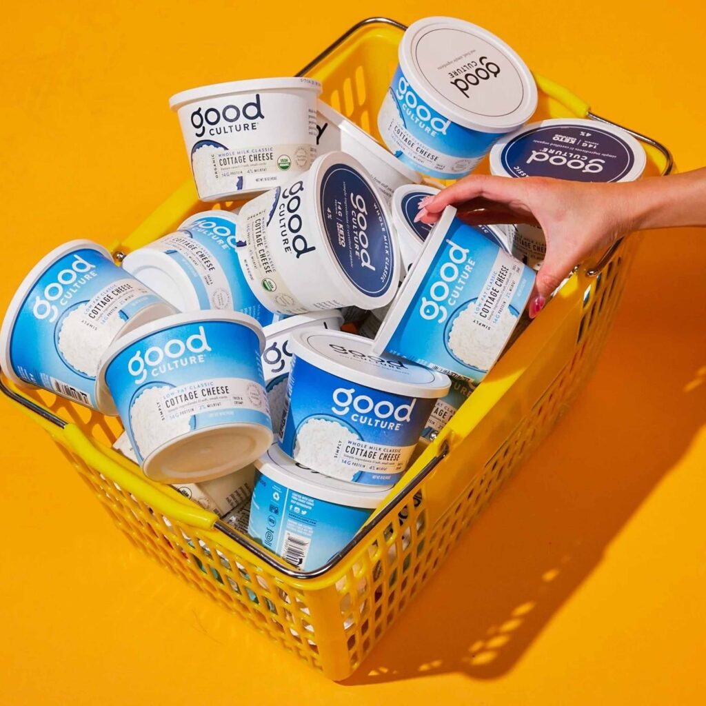 Good Culture products on refrigerator shelves