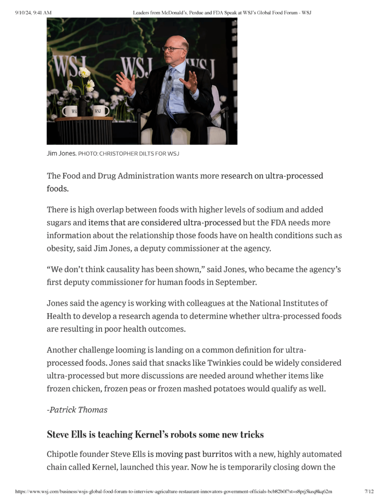 Leaders from McDonalds Perdue and FDA Speak at WSJs Global Food Forum WSJ - Page 7