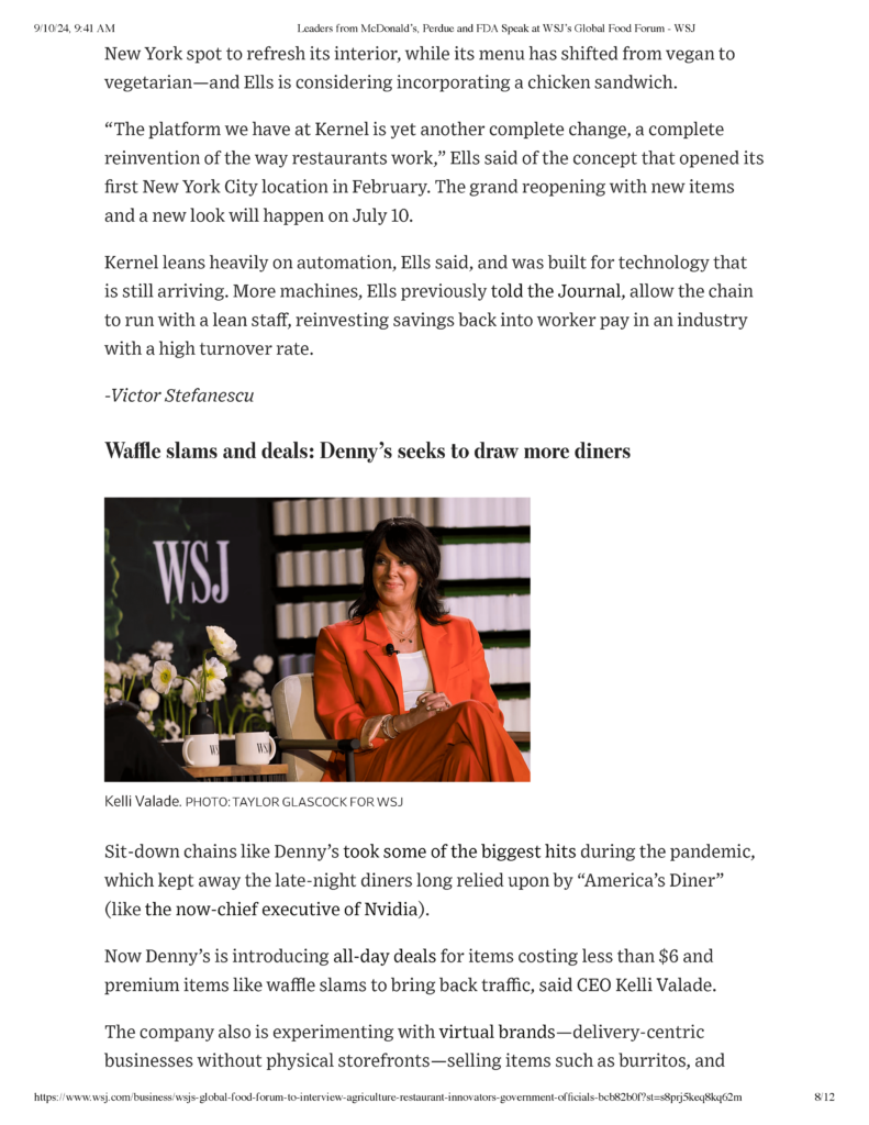 Leaders from McDonalds Perdue and FDA Speak at WSJs Global Food Forum WSJ - Page 8