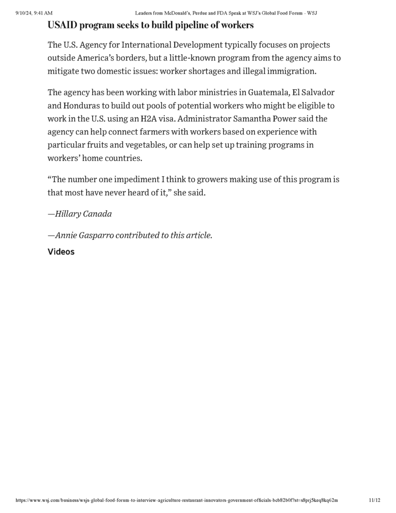 Leaders from McDonalds Perdue and FDA Speak at WSJs Global Food Forum WSJ - Page 11