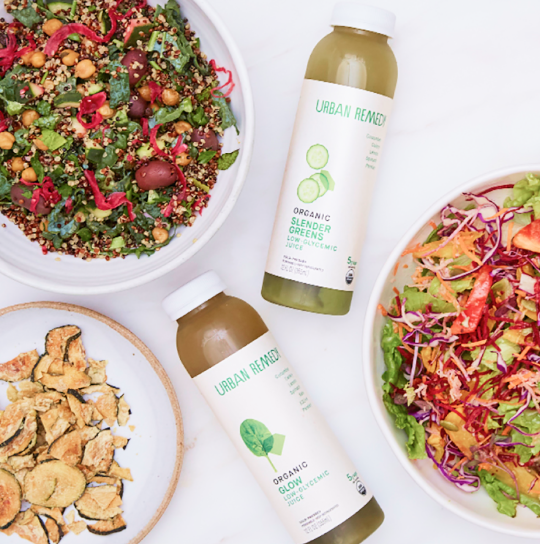 Pictures of healthy salads and juices